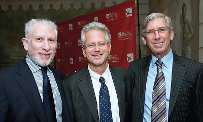 Photo: Jeffrey Borenstein, M.D., talks with Lloyd Sederer, M.D., and Jeffrey Lieberman, M.D.