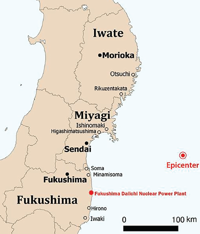 Map: Great East Japan Earthquake.