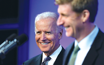 Photo: Vice President Joseph Biden is introduced by former member of Congress Patrick Kennedy