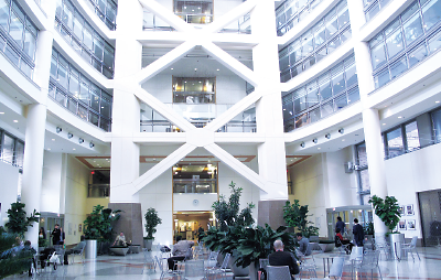 Photo: The lobby atrium at the NIH Clinical Research Center