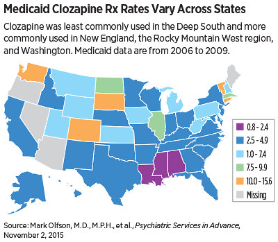 Graphic: Medicaid Clozapine Rx Rates Vary Across States
