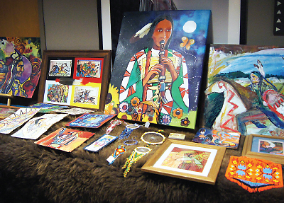 Photo: Artwork and craftwork depicting the American Indian culture