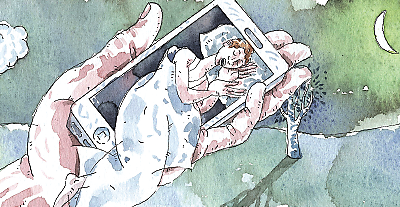 Illustration: Sleeping person and phone