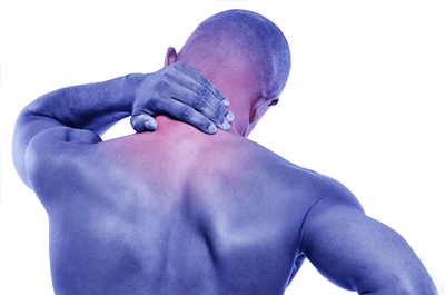 Photo: Man experiencing pain in neck 