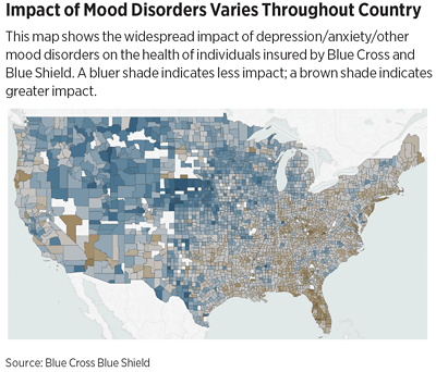 Graphic: Impact of Mood Disorders Varies Throughout Country