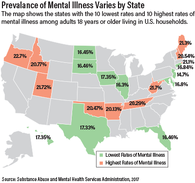 Graphic: Prevalance of Mental Illness Varies by State