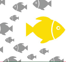 Illustration: Gray fish, yellow fish