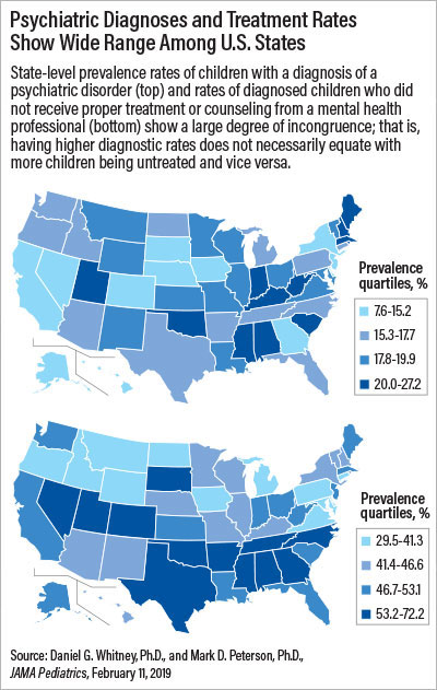 Chart: Psychiatric Diagnoses and Treatment Rates Show Wide Range Among U.S. States