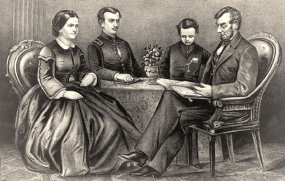 Photo: President Abraham and Mary Todd Lincoln and their sons Robert and Thomas