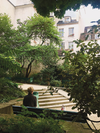 Photo: The Danielle-Mitterand garden in Rue de Bièvre, Paris.