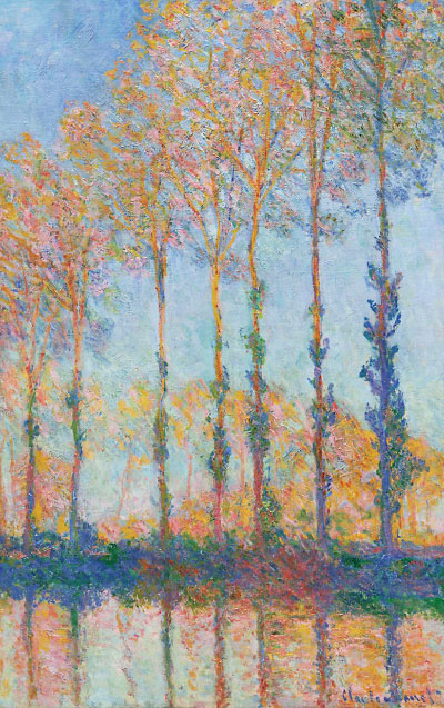 Painting: “Poplars, End of Autumn” by Claude Monet, 1891.