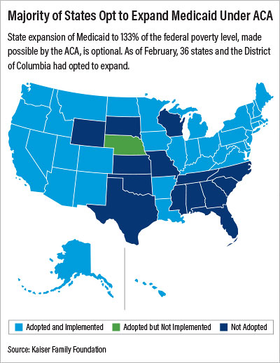 Graphic: Kaiser Family Foundation Map of the ACA adoption