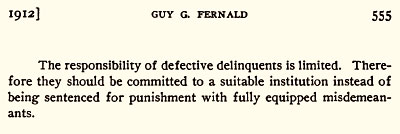 Photo: passage in the article “The Defective Delinquent Class Differentiating Tests," published in the April 1912 American Journal of Insanity