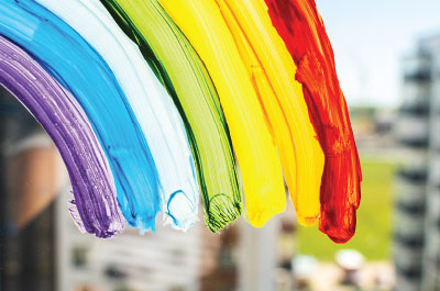 Photo: Rainbow painted on a glass