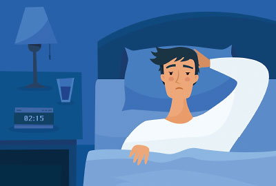 Graphic: Person awake in bed