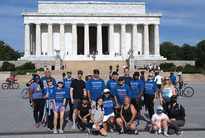 Photo: APA staff, family members, and friends enjoyed the sunshine on the National Mall after completing the inaugural APA Moore Equity in Mental Health virtual 5K around the monuments.