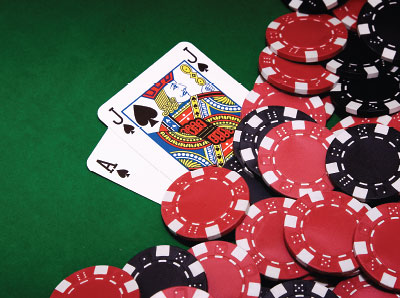 Photo: Blackjack cards and betting chips