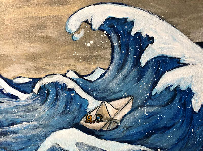Painting: “The Wave,” (6x6” acrylics on wood panel)