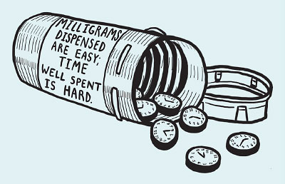 Drawing: Milligram despensed are easy, time well spent is hard