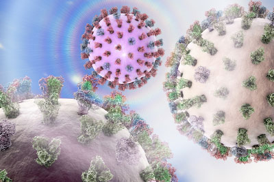 Graphic: rendering of covid virus