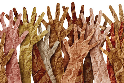 Photo: multicolor paper hands