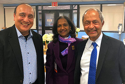 APA Deputy Medical Director and Chief of Research Nitin Gogtay, M.D. (left), Kusum Viswanathan, M.D., chief medical officer at Brookdale University Medical Center (center), APA President-elect Ramaswamy Viswanathan, M.D., Dr.Med.Sc. (right)