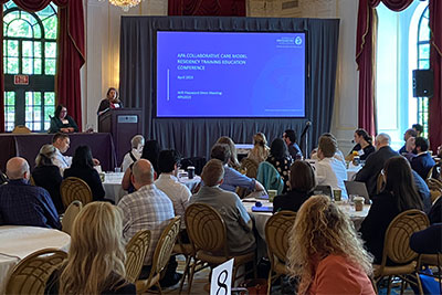 Photo:Rebecca Brendel, M.D., J.D., presents at APA’s Collaborative Care Model Residency Training Education Conference.