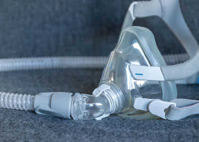 photo of a continuous positive airway pressure (CPAP) mask used to treat sleep apnea.