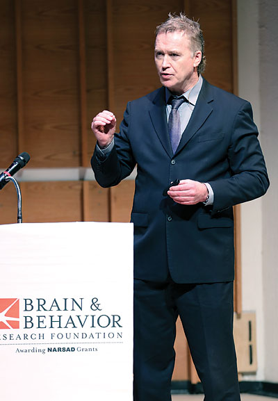 Photo of Roger McIntyre, M.D., during his BBRF presentation.