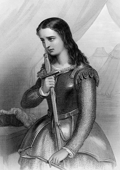 Engraving of Joan of Arc from 1858 by W.H.Mote and published in "World Noted Women".
